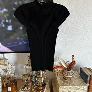 Maje Black Ribbed Knit Top